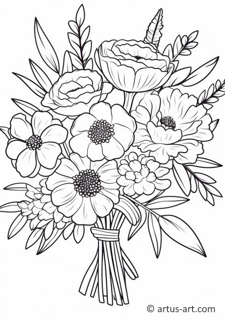 Pagina de colorat cu buchet de flori de Ziua Mamei